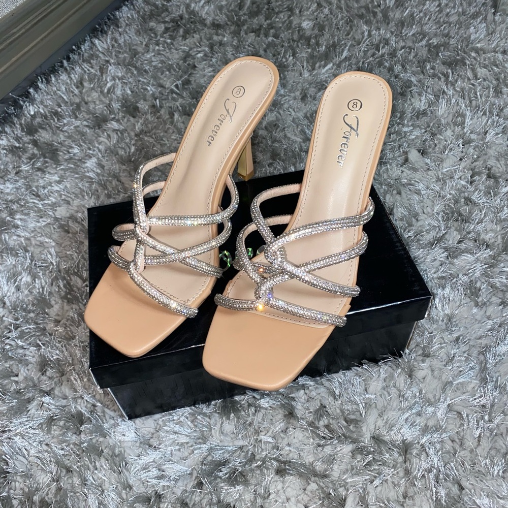 Forever Rhinestone/Sparkly Tan Heels - Picture 5 of 5